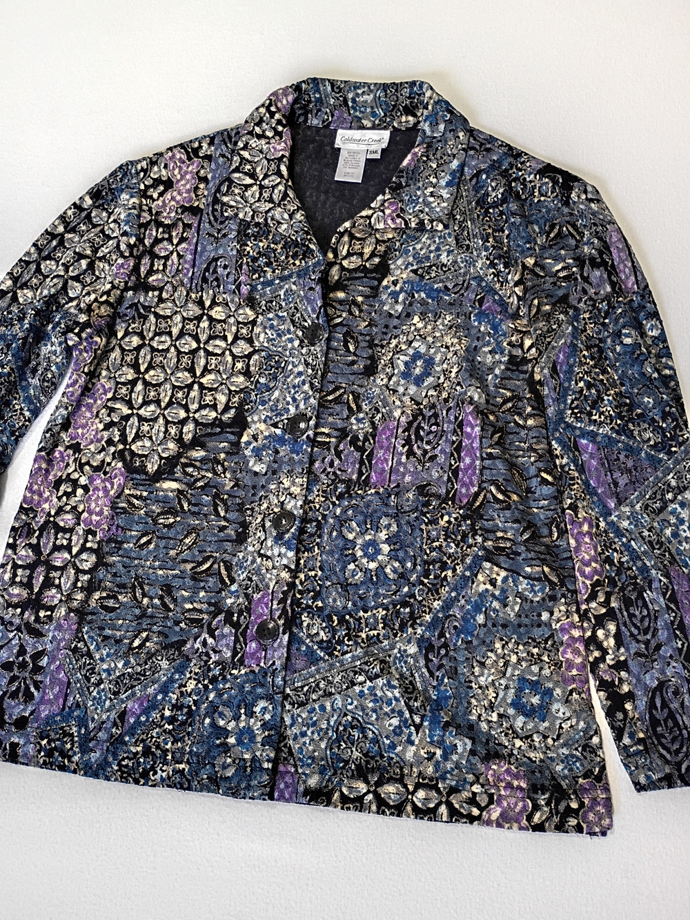Vintage Coldwater Creek Whimsigoth Paisley Patchwork Blazer Jacket Women's S